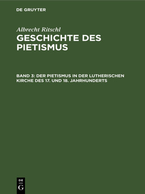 cover image of Der Pietismus in der lutherischen Kirche des 17. und 18. Jahrhunderts